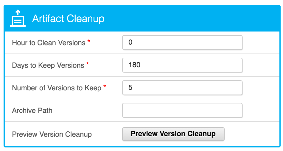 Component Cleanup System Settings